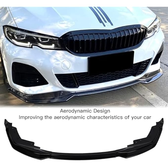 Depisuta Sporty 3PCS Front Bumper Protector Lip Diffuser Kit, ABS Material, Fit for 3 Series G20 G21 M Pack Prefacelift 2019-2022, with Easy No-Drill Installation (Bright Black) - Image 3
