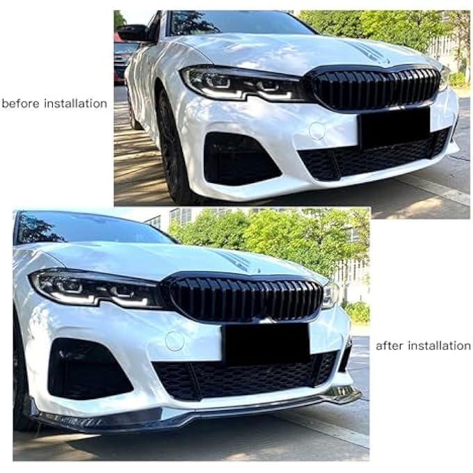 Depisuta Sporty 3PCS Front Bumper Protector Lip Diffuser Kit, ABS Material, Fit for 3 Series G20 G21 M Pack Prefacelift 2019-2022, with Easy No-Drill Installation (Bright Black) - Image 2