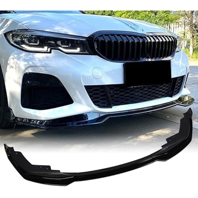 Depisuta Sporty 3PCS Front Bumper Protector Lip Diffuser Kit, ABS Material, Fit for 3 Series G20 G21 M Pack Prefacelift 2019-2022, with Easy No-Drill Installation (Bright Black) - Image 4