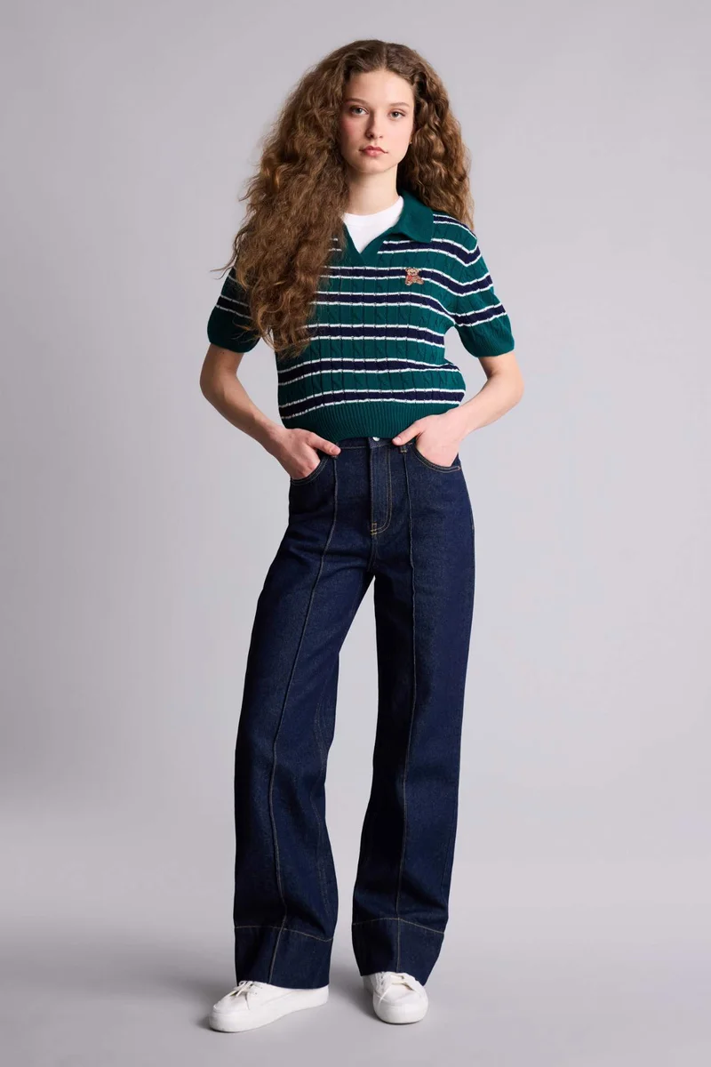 ديفاكتو Slim Fit Teddy Bear Striped Pullover