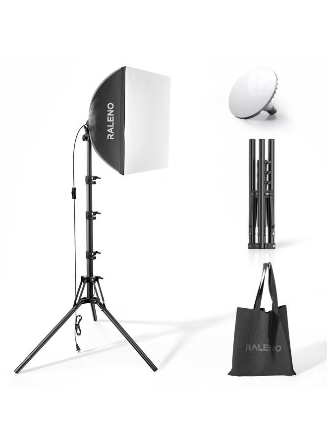 RaLeno 【LED Softbox】 Photography Lighting Kit, 16'' Photo Studio Equipment with 50W 5500K Bulb, Continuous Lighting System for Video Recording and Photography Shooting - Image 1