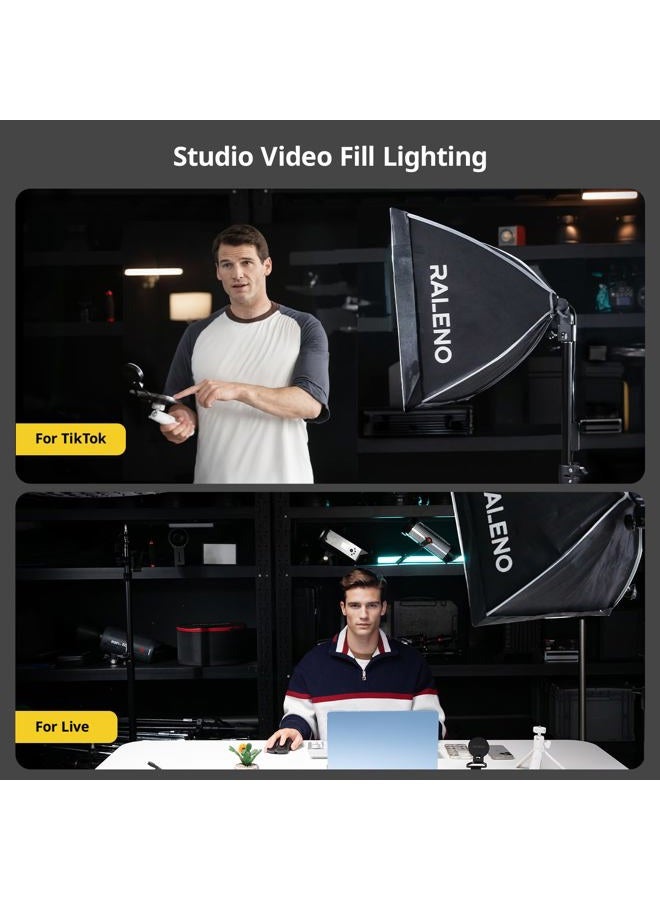 RaLeno 【LED Softbox】 Photography Lighting Kit, 16'' Photo Studio Equipment with 50W 5500K Bulb, Continuous Lighting System for Video Recording and Photography Shooting - Image 5