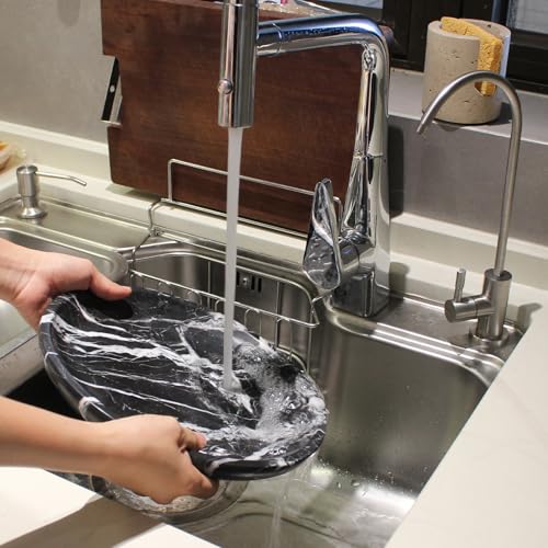 Nawgnail Natural Black Marble Fruit Bowl for Kitchen Counter 10.2", Large Decorative Bowl Pedestal for Home Decor, Fruits Holder For Dining Table - Kitchen Organization - Image 5