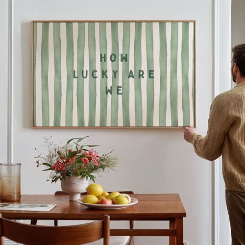SHEWANT ART Trendy Wall Art How Lucky are We Positive Quote Inspirational Poster Canvas Print Green Preppy Wall Art Minimalist Girly Aesthetic Room Decor for Bedroom Office Apartment Dorm, Unframed 24"x16" - Image 4