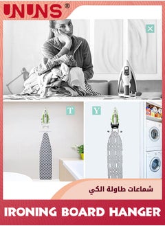 UNUNS Ironing Board Hanger,15cm Width Ironing Board Wall Mount,Iron Board Hanger Wall Mount With Heat Resistant Iron Rack And Hooks,Ironing Board Rack For Home Bathroom Cabinet Laundry Room,White  - Image 4