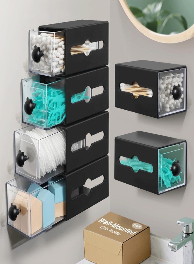 MKOSAB Qtip Holder for Bathroom Wall Organizer - Bathroom Decor, Dorm Room Essential, Small Q-tip Dispenser for Cotton Swabs, Balls, Pads, Floss Picks - Office Storage, Vanity Makeup Organizer(6 Pcs) - Image 1