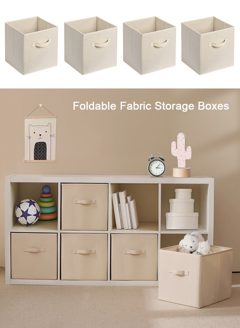 تابيت 4 قطعة قابلة للطي تخزين مربع النسيج ، مع مقبض ، متعددة الأغراض تخزين مربع ، وتستخدم لتخزين الملابس ولعب الأطفال والكتب ( بيج ) - Image 2