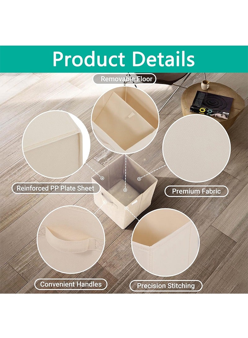 تابيت 4 قطعة قابلة للطي تخزين مربع النسيج ، مع مقبض ، متعددة الأغراض تخزين مربع ، وتستخدم لتخزين الملابس ولعب الأطفال والكتب ( بيج ) - Image 3