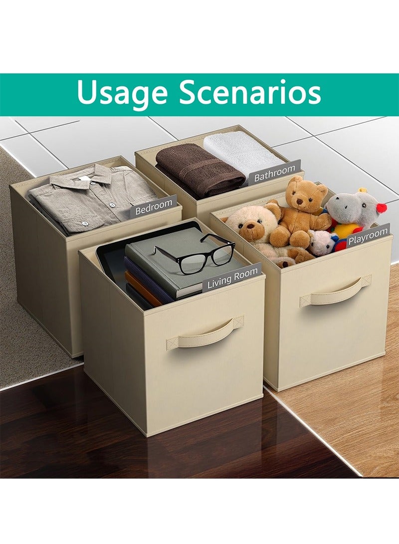 تابيت 4 قطعة قابلة للطي تخزين مربع النسيج ، مع مقبض ، متعددة الأغراض تخزين مربع ، وتستخدم لتخزين الملابس ولعب الأطفال والكتب ( بيج ) - Image 4