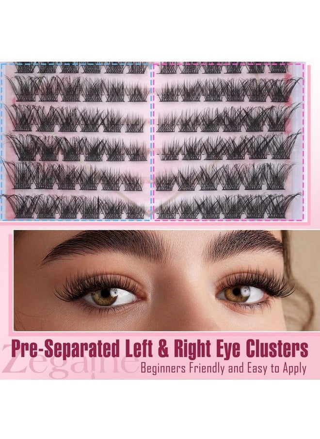 Zegaine - Cat Eye Lash Extensions Kit Natural Lashes Clusters Cat Eyelash Extension Natural Cluster Lashes Left&Right Fox Eye Eyelash Cluster Kit with Glue, Tweezers, Brushes 8-16MM 132pcs 11 Pairs by Zegaine - Image 1