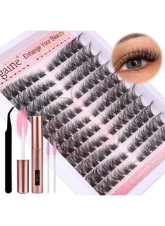 Zegaine Cat Eye Lash Extensions Kit Natural Lashes Clusters Cat Eyelash Extension Natural Cluster Lashes Left&Right Fox Eye Eyelash Cluster Kit with Glue, Tweezers, Brushes 8-16MM 132pcs 11 Pairs by Zegaine  - Image 1