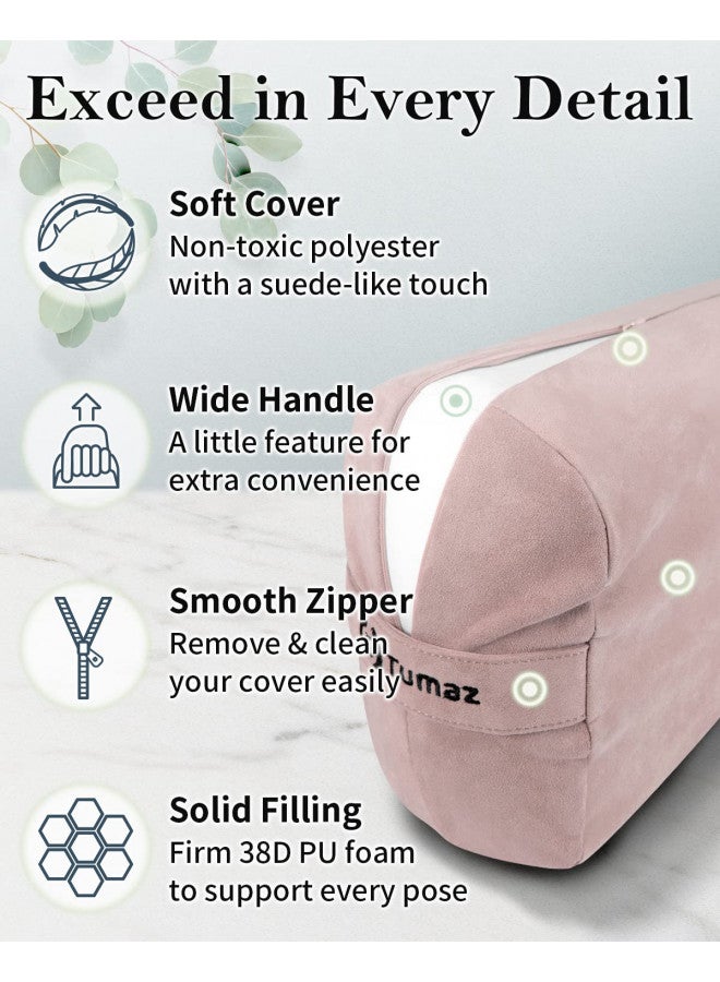 Tumaz Yoga Bolster Set - Rectangular Yoga Bolster Pillow for Restorative Yoga, Soft Meditation Pillow with Carry Handle and 8-Feet Yoga Strap, Machine Washable Cover - Image 4