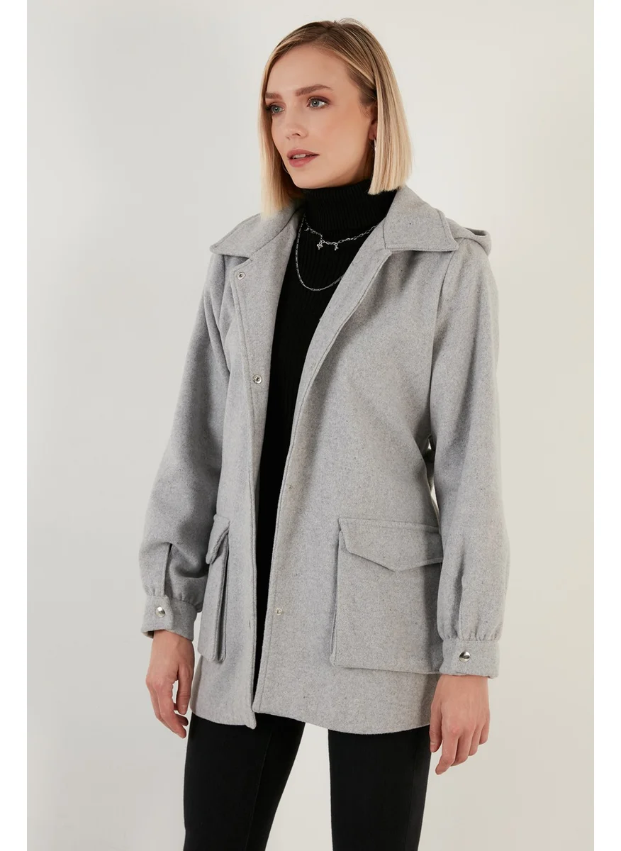 ليلا Cotton Regular Fit Belted Hooded Coat Women's Coat 6380057