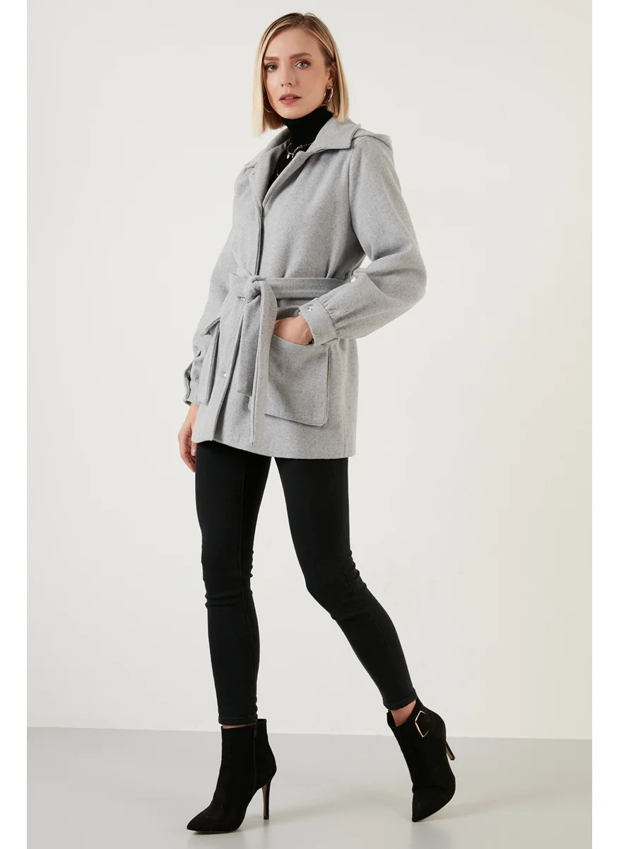 ليلا Cotton Regular Fit Belted Hooded Coat Women's Coat 6380057