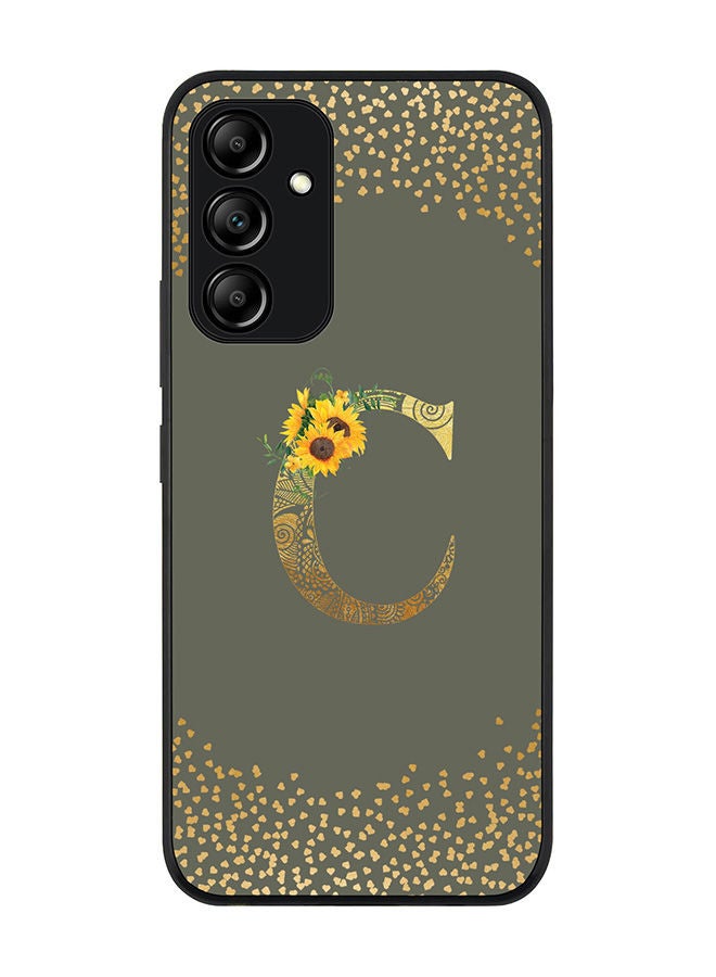 Stylizedd Rugged Black edge case for Samsung Galaxy A54 5G Slim fit Soft Case Flexible Rubber Edges Anti Drop TPU Gel Thin Cover - Custom Monogram Initial Letter Floral Pattern Alphabet - C (Olive Green) - Image 1