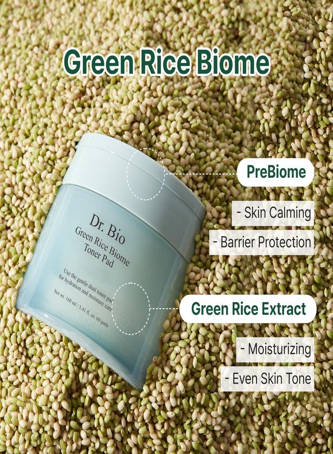 Dr.Bio Green Rice Biome Toner Pad (5.54oz/60 Pads) with Probiotic, Exfoliating, Remove Blackheads & Whiteheads, Radiant Skin, Dual-Sided Pad for Sensitive Skin, Fragrance-Free, Vegan Korean Skincare - Image 3