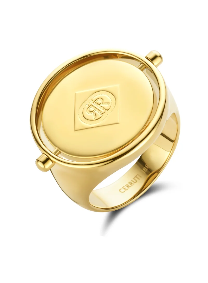 CERRUTI 1881 Medalion Goldplated Ring with Green Onyx