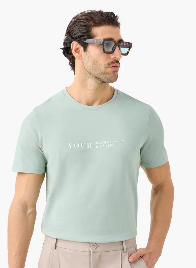 Iconic Printed T-shirt with Round Neck and Short Sleeves