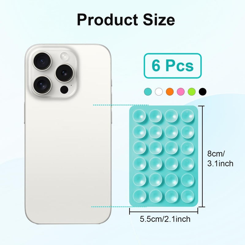 UOEPOWA 2-Pack Suction Phone Case Mount, Silicone Adhesive Mobile Phone Accessory Holder, Fidget Toy Hands-Free Mirror Shower Holder, Sticky Grip for Tiktok Videos and Selfies (6 Colors) - Image 2