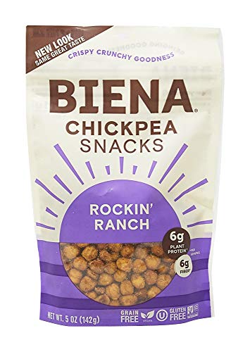 BIENA Chickpea Snacks - Crunchy Roasted Chickpeas - High Fiber Vegan Protein Snacks for Adults and Kids - 5 Ounce Individual Pack - Rockin' Ranch - Image 1