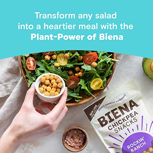 BIENA Chickpea Snacks - Crunchy Roasted Chickpeas - High Fiber Vegan Protein Snacks for Adults and Kids - 5 Ounce Individual Pack - Rockin' Ranch - Image 3