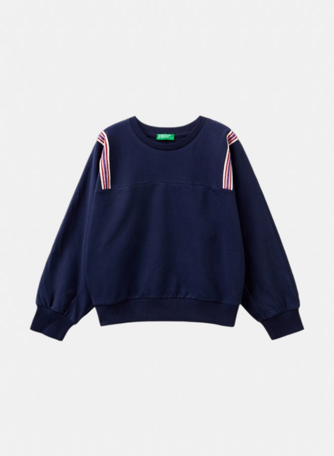 Benetton Girls Sweatshirt With Striped Details - Image 1