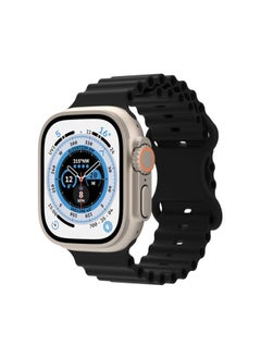 Replacement Strap Ocean Style Silicone Watch Band For Apple Watch Ultra 49mm&Watch Ultra 2 49mm / Series 9&8&7 45mm / SE 3&SE 2&6&SE&5&4 44mm / 3&2&1 42mm Black
