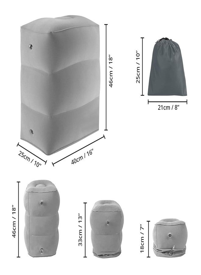 SKOFRI Inflatable Air Travel Pillow Long Travel Footstool Seat Foot Rest Pillow Foldable for Flight Home Office Footstool Self-Inflatable Air for Adult Kids, Travel Leg Support with Storage Bag - Image 2