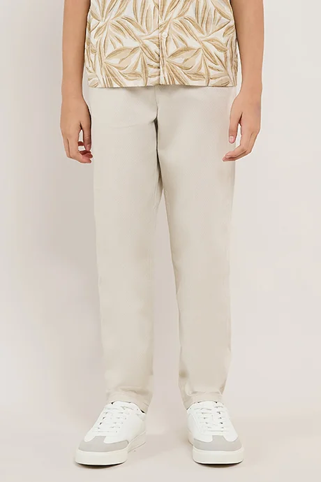 R&B Solid Trousers with Button Closure