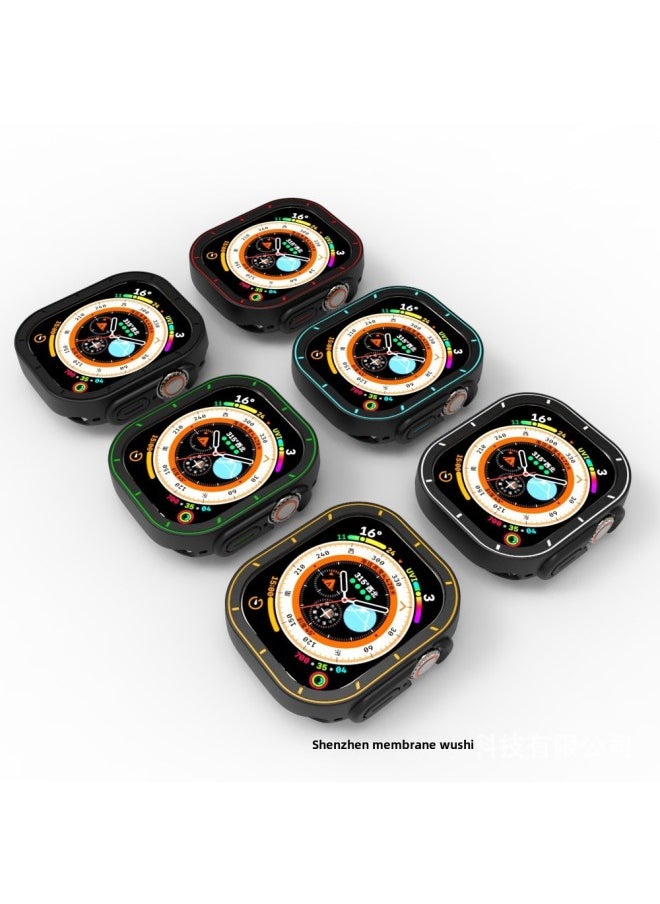 Generic For AppleWatch 49ultra Protective Shell Apple Watch Huaqiang North S8 Two-color Hollow Shell Film-Color:Elegant Black -Dimensions:Apple Ultra 49mm  - Image 5