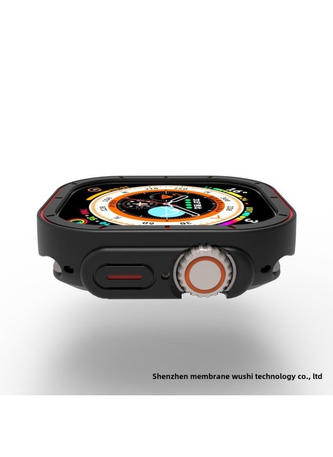 Generic For AppleWatch 49ultra Protective Shell Apple Watch Huaqiang North S8 Two-color Hollow Shell Film-Color:Elegant Black -Dimensions:Apple Ultra 49mm  - Image 3