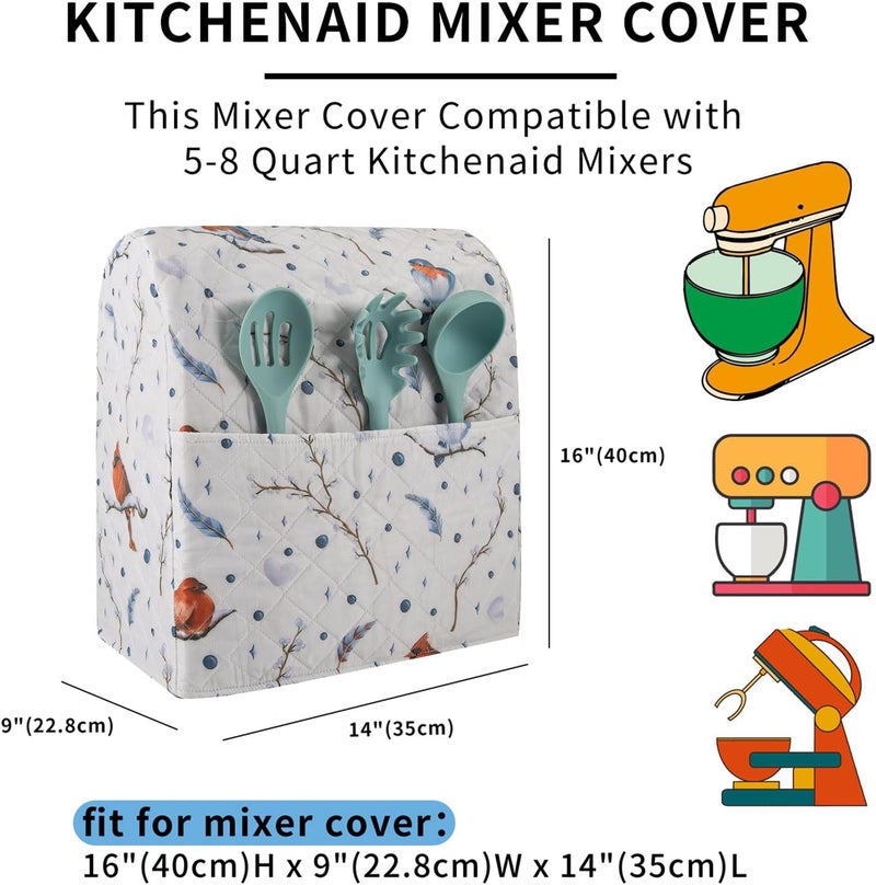TUYUU غطاء خلاط Kitchen Aid الثابت متوافق مع خلاطات سعة 6-8 كوارت / خلاط Hamilton الثابت / موديلات الرأس المائل ورفع الوعاء، غطاء خلاط مطبوع بالزهور - Image 2