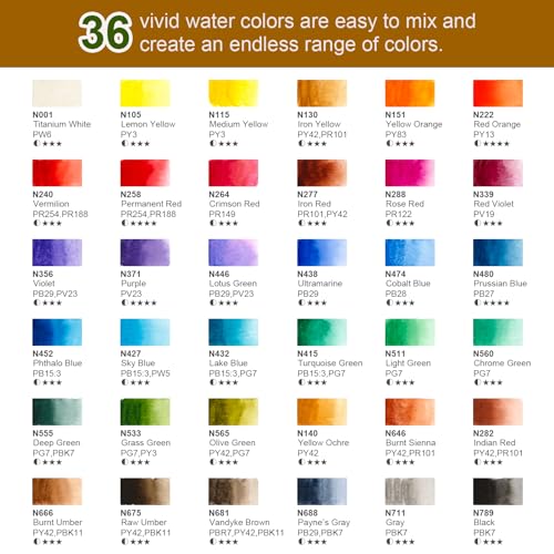Woomer Watercolor Paint Set, 36 Vibrant Colors with Water Brush & 10 Premium Cotton Watercolor Papers (32K), Perfect for Beginners, Hobbyists and More - Image 5