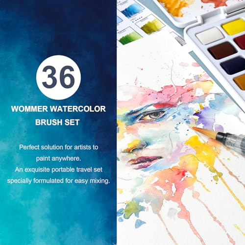 Woomer Watercolor Paint Set, 36 Vibrant Colors with Water Brush & 10 Premium Cotton Watercolor Papers (32K), Perfect for Beginners, Hobbyists and More - Image 2