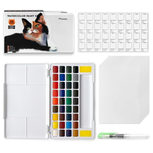 Woomer Watercolor Paint Set, 36 Vibrant Colors with Water Brush & 10 Premium Cotton Watercolor Papers (32K), Perfect for Beginners, Hobbyists and More - Image 1