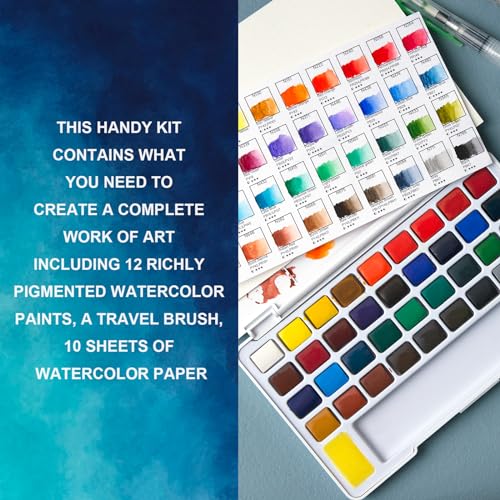 Woomer Watercolor Paint Set, 36 Vibrant Colors with Water Brush & 10 Premium Cotton Watercolor Papers (32K), Perfect for Beginners, Hobbyists and More - Image 4