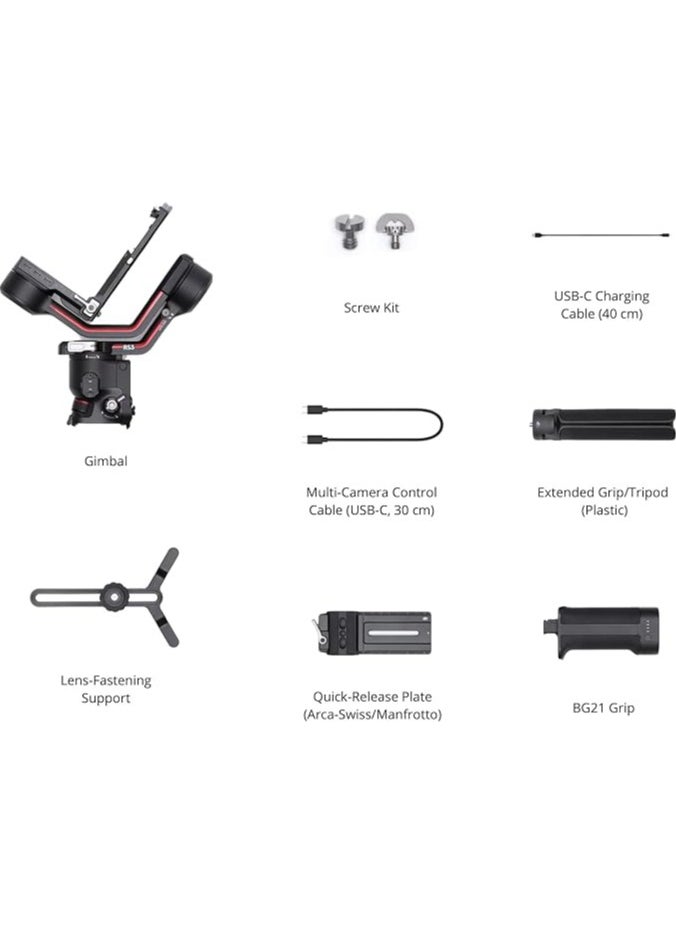 dji - DJI RS 3 - 3-Axis Gimbal Stabilizer for DSLR and Mirrorless Camera, Automated Axis Locks, 1.8" OLED Touchscreen, 3rd-Gen Stabilization Algorithm, black, UAE Version with Official Warranty Support - Image 1
