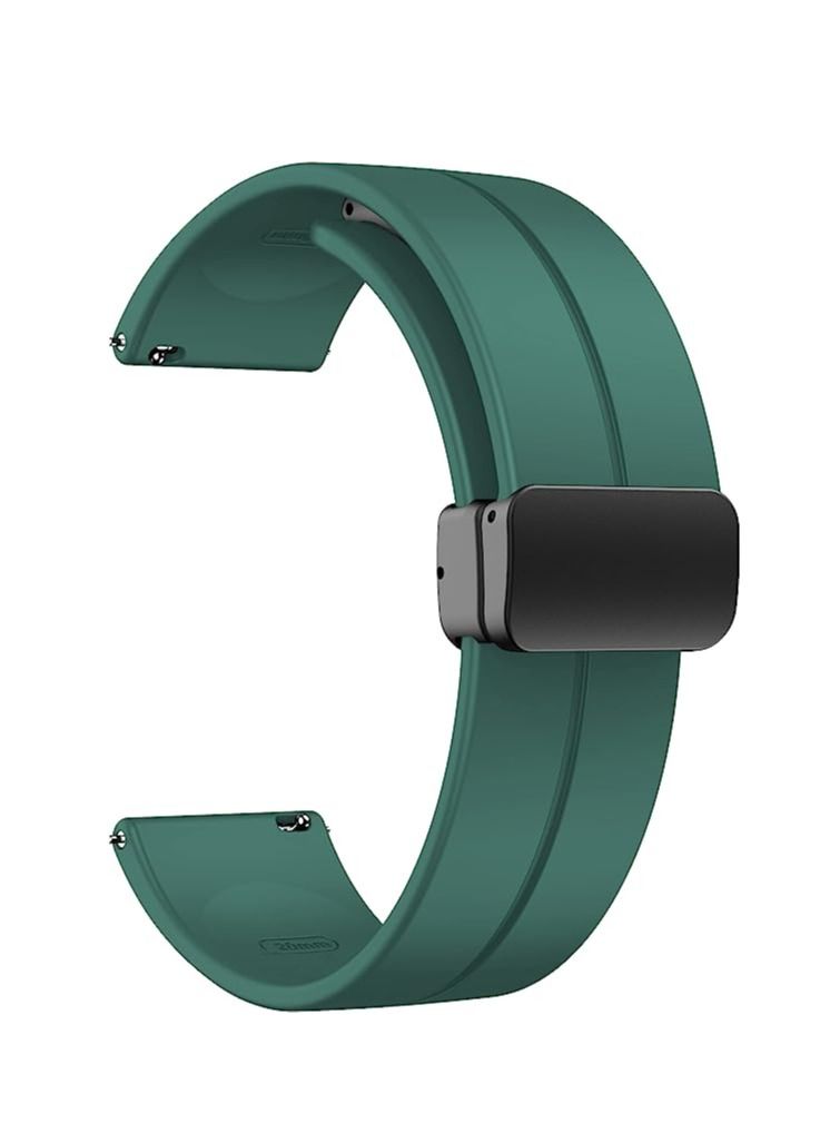 22mm Silicone Strap With Magnetic Folding Buckle For Oraimo Tempo W 2 OSW20- Smart Watch Sport  Green  - Image 1
