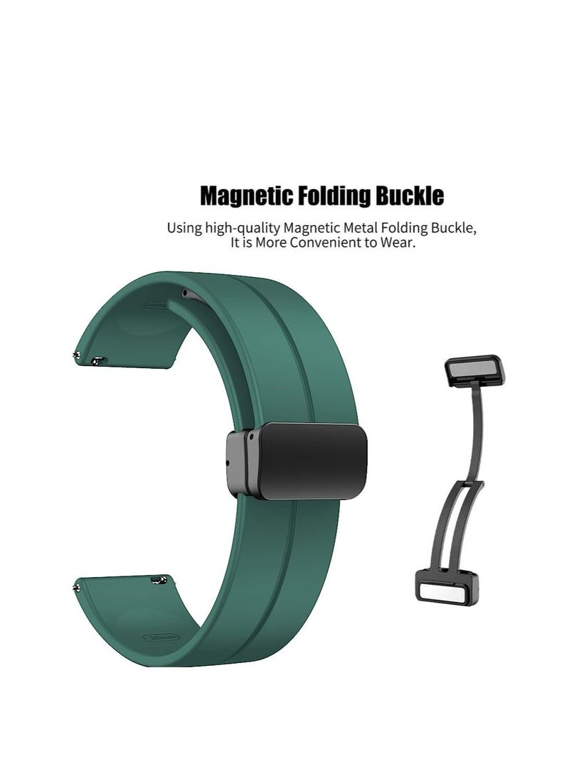 22mm Silicone Strap With Magnetic Folding Buckle For Oraimo Tempo W 2 OSW20- Smart Watch Sport  Green  - Image 2