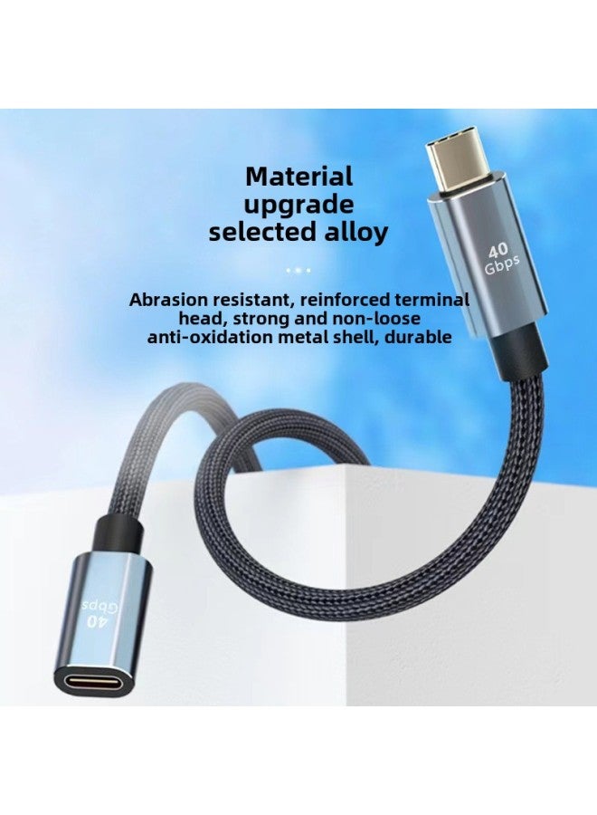 Typec Male-female Extension Cable Suitable For Mobile Phone Notebook Transmission 40g Projection Screen USB4 Full-function Data Cable-Color:Type-C Male To Female USB4 Extension Cable 1 M  - Image 5