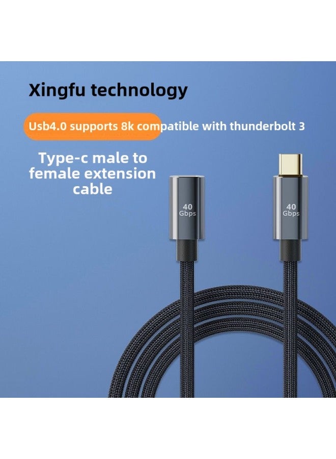 Typec Male-female Extension Cable Suitable For Mobile Phone Notebook Transmission 40g Projection Screen USB4 Full-function Data Cable-Color:Type-C Male To Female USB4 Extension Cable 1 M  - Image 2