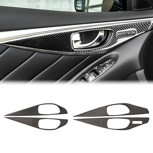 Fancemot 4PCS Real Carbon Fiber Door Handle Panel Trim Compatible with 20142024 Infiniti Q50 Interior Decor Sticker Accessories - Image 1