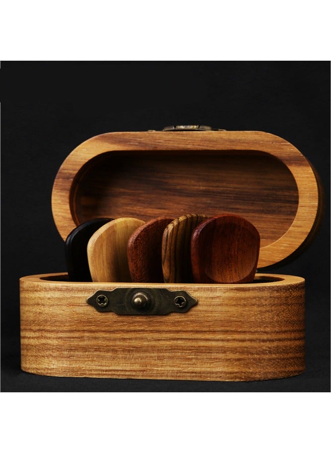 general Handmade Guitar Pick Box Solid Wood Guitar Case Pick Storage Box Gift Box Wooden Thumb Pick Box Set of Five Picks - Image 1