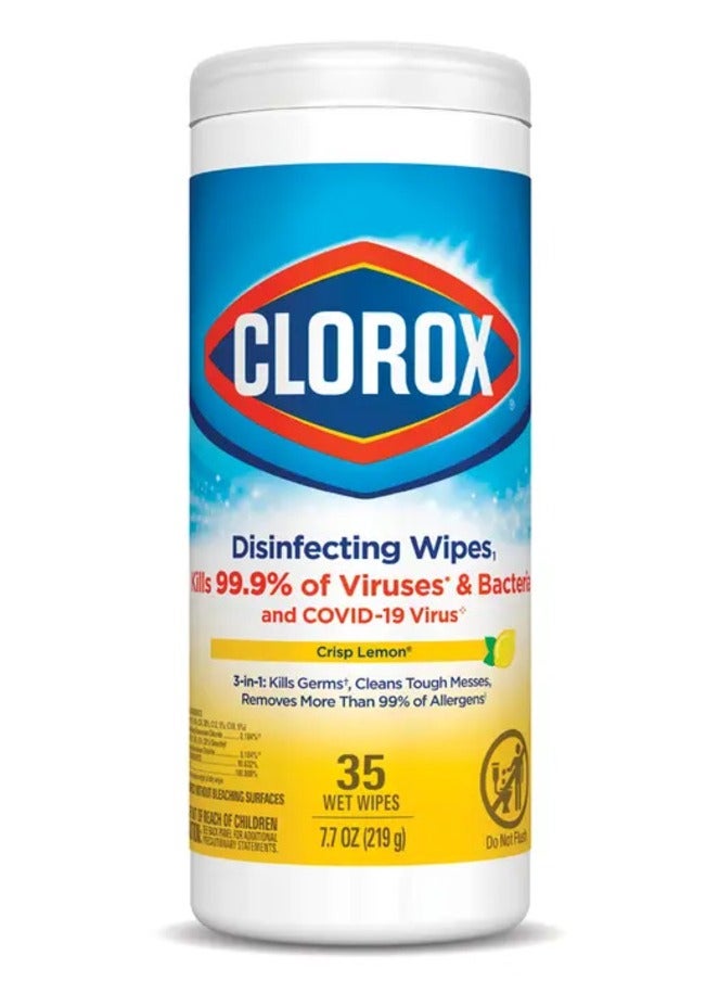 كلوركس مناديل مطهرة رائحة اليمون 35 منديل مبلل 219 جرام - Image 1