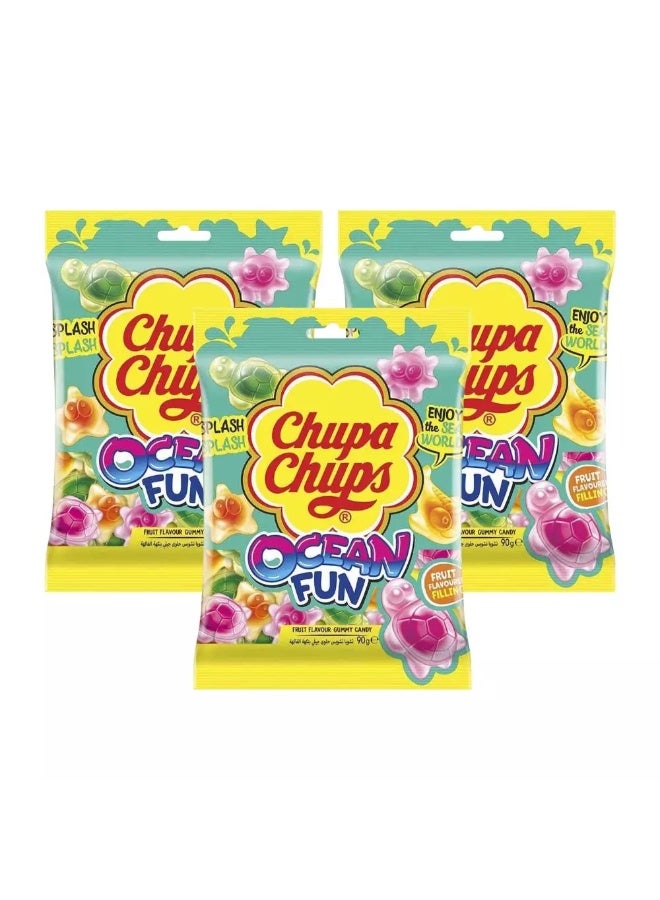 Chupa Chups Ocean Fun Fruit Flavor Gummy Candy- 3X90gms