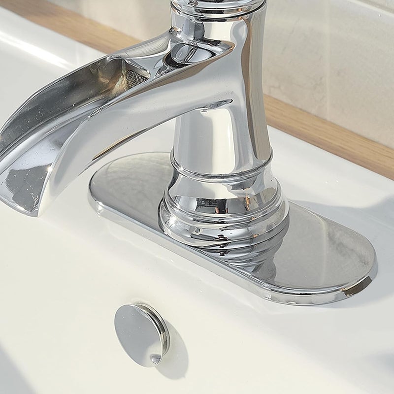 Green Spring 6 Inch Chrome Sink Hole Cover, 4" Hole Cover Deck Plate, Round Bathroom Faucet Deck Plate, Faucet Escutcheon for Bathroom or Kitchen Vanity Sink Faucets Stainless Steel - Image 4