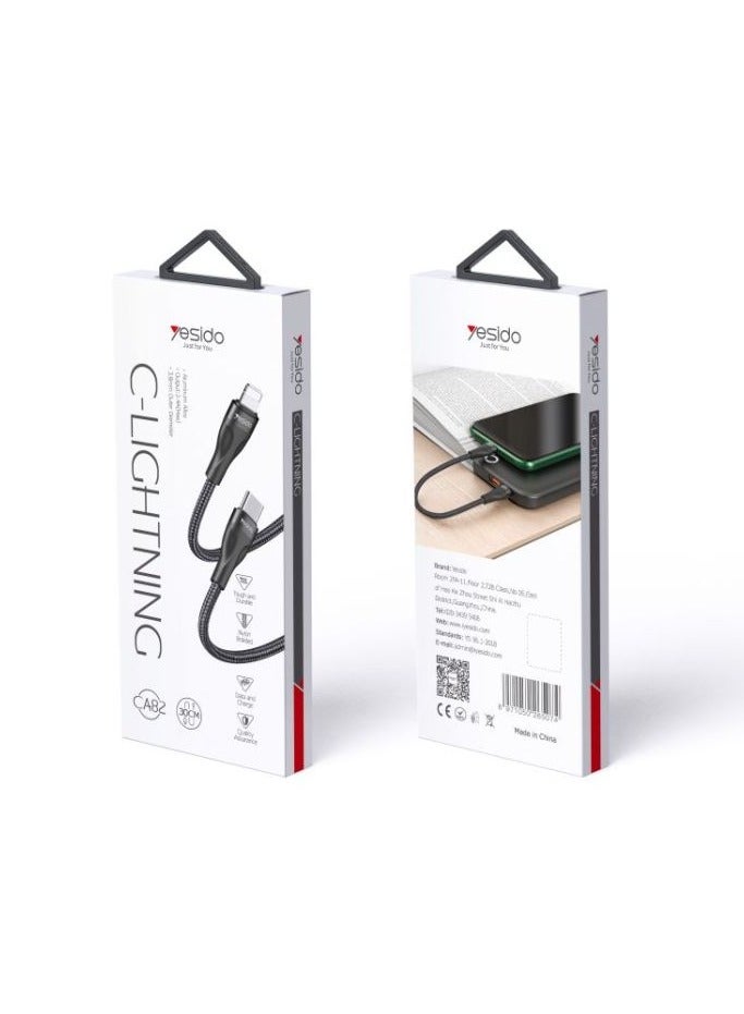 Yesido CA82 12W 30CM PD Type-c To For Lighting Data Cable | Type-C Short Data Cable  - Image 4