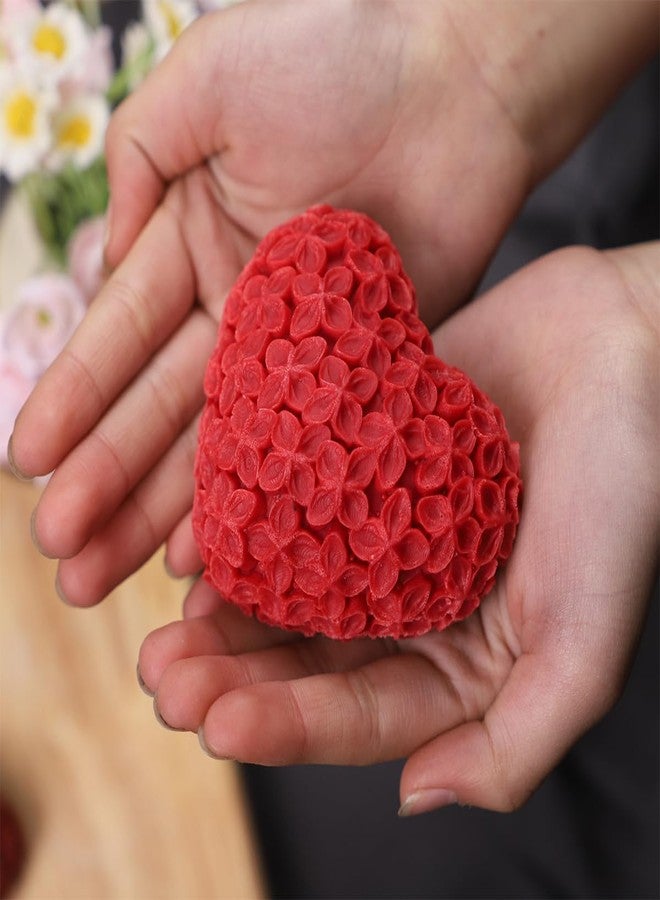 AUOCATTAIL 2Pcs Heart Silicone Molds for Candle Soap 3D Heart Shape Candy Molds Heart Flowers Chocolate Bombs Cake Jelly Fondant Mold Baking Supplies for Aromatherapy Wax DIY Valentine Decoration - Image 4