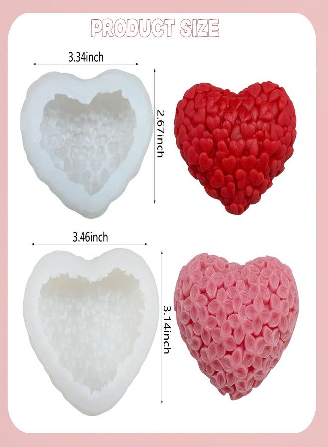 AUOCATTAIL 2Pcs Heart Silicone Molds for Candle Soap 3D Heart Shape Candy Molds Heart Flowers Chocolate Bombs Cake Jelly Fondant Mold Baking Supplies for Aromatherapy Wax DIY Valentine Decoration - Image 2
