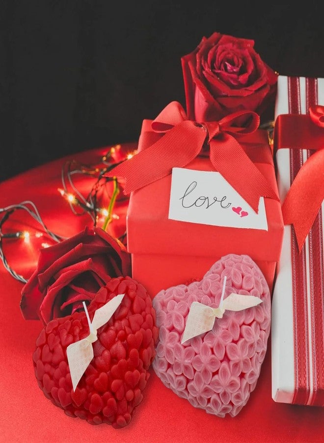 AUOCATTAIL 2Pcs Heart Silicone Molds for Candle Soap 3D Heart Shape Candy Molds Heart Flowers Chocolate Bombs Cake Jelly Fondant Mold Baking Supplies for Aromatherapy Wax DIY Valentine Decoration - Image 5